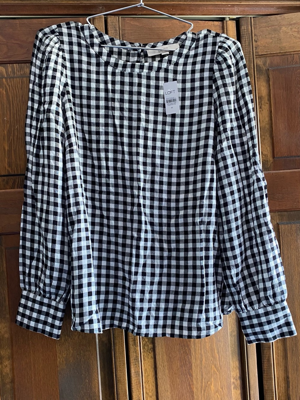 LOFT Black & White Gingham  Blouse